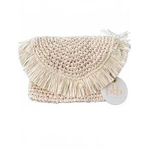 NWT BTB Woven Clutch Bag with Fringe